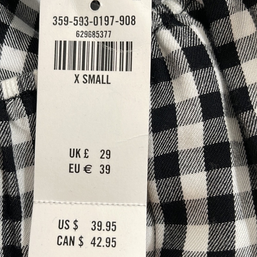 Hollister Gingham Off Shoulder White & Black Short Sleeve Dress Size XS New - Picture 8 of 9